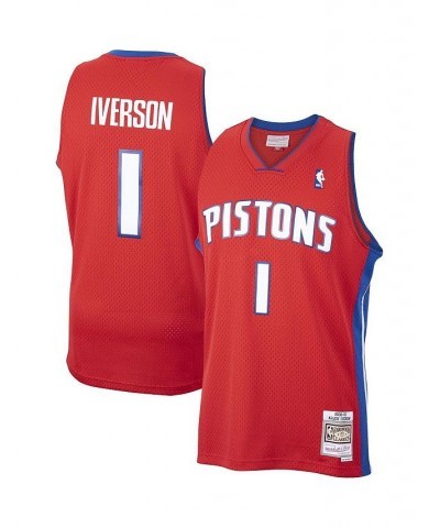 Men's Allen Iverson Red Detroit Pistons 2008-09 Hardwood Classics Swingman Jersey $68.15 Jersey