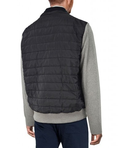 Men's Lightly Padded Hybrid Sweater Jacket Silver $36.66 Sweatshirt