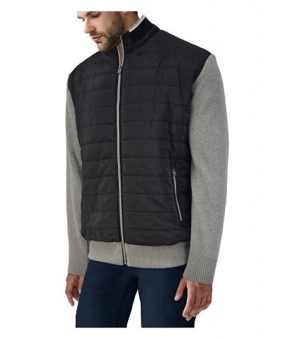 Men's Lightly Padded Hybrid Sweater Jacket Silver $36.66 Sweatshirt