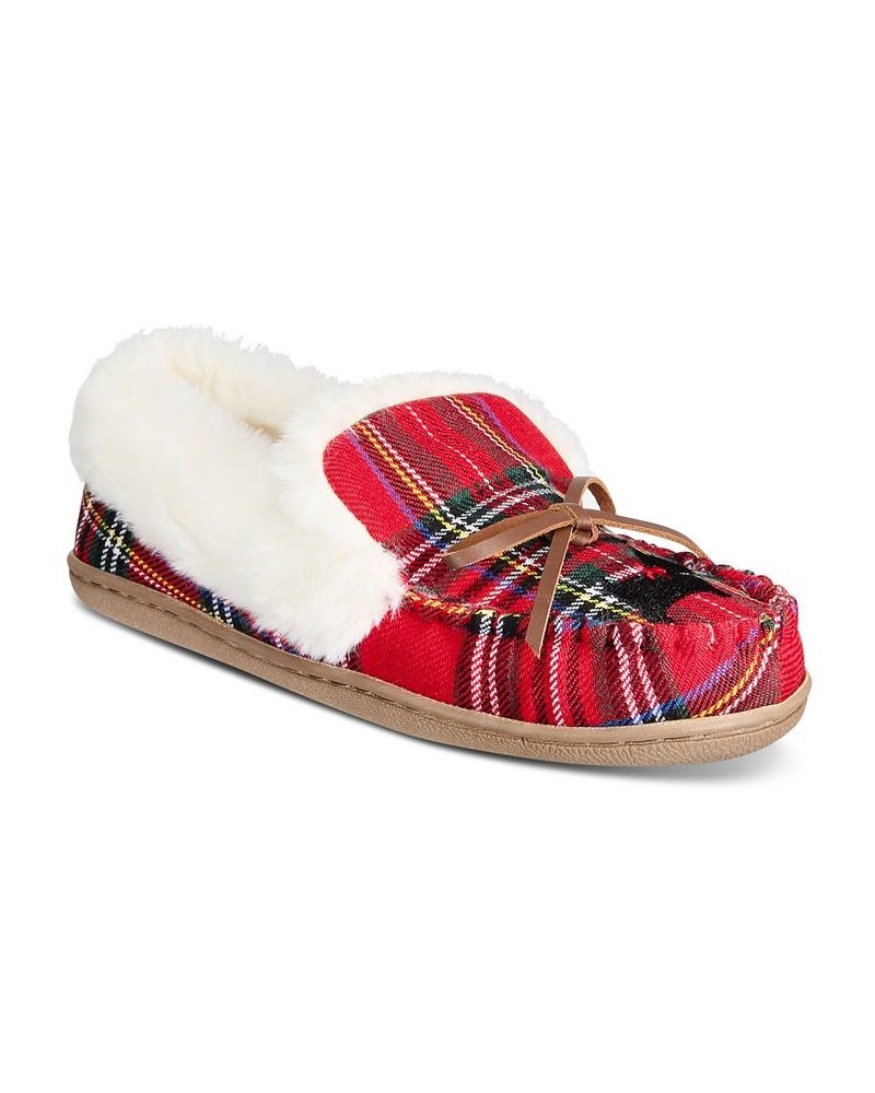 Dorenda Moccasin Slippers Red $23.03 Shoes