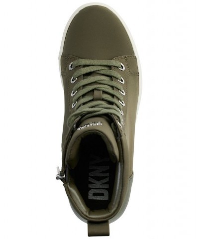 Women's Calz Lace-Up High-Top Wedge Sneakers Green $73.14 Shoes