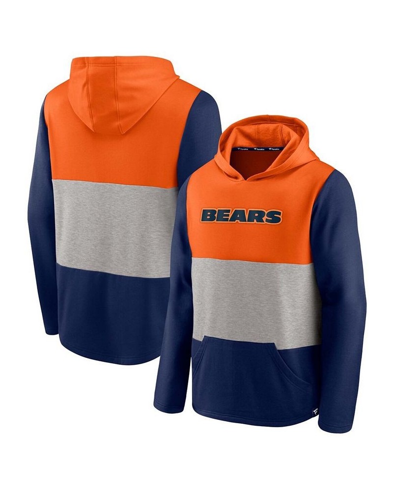 Men's Orange and Navy Chicago Bears Linear Logo Pullover Hoodie $32.23 Sweatshirt