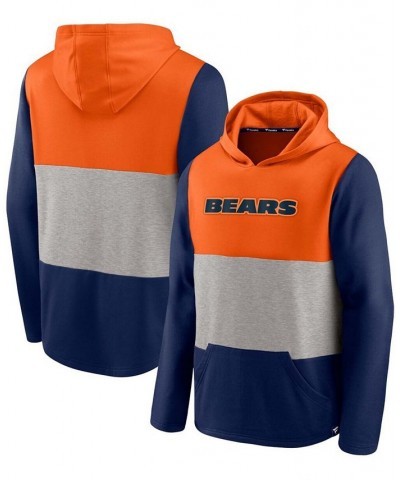 Men's Orange and Navy Chicago Bears Linear Logo Pullover Hoodie $32.23 Sweatshirt