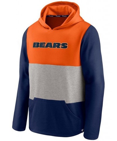 Men's Orange and Navy Chicago Bears Linear Logo Pullover Hoodie $32.23 Sweatshirt