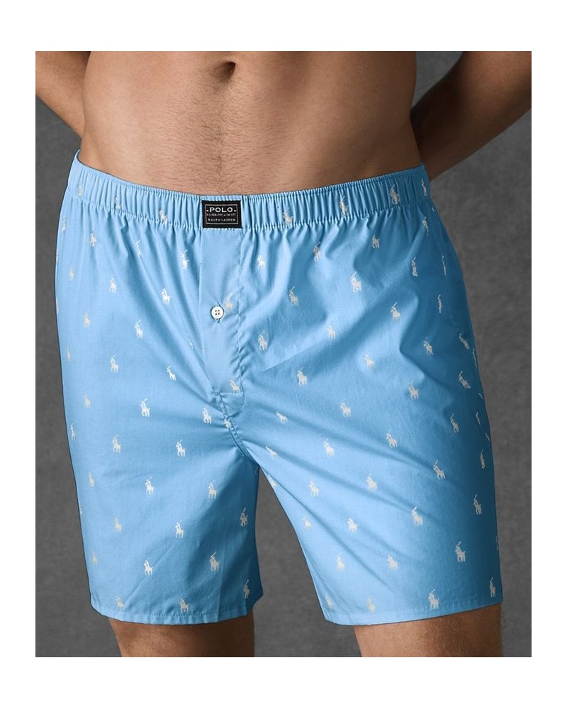 Men's Underwear, Allover Pony Woven Boxers Beach Blue $18.24 Underwear