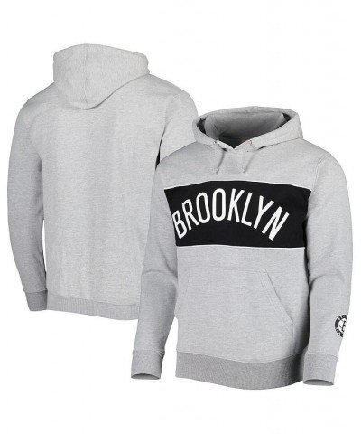 Men's Branded Heather Gray Brooklyn Nets Wordmark French Terry Pullover Hoodie $40.49 Sweatshirt