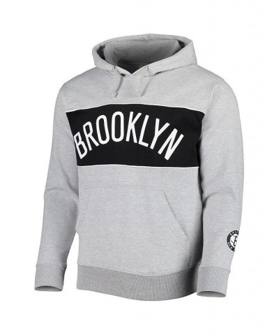 Men's Branded Heather Gray Brooklyn Nets Wordmark French Terry Pullover Hoodie $40.49 Sweatshirt