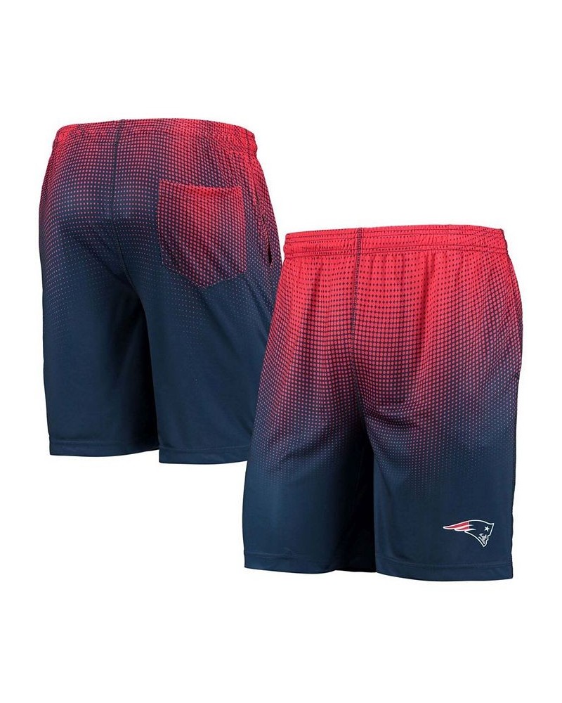 Men's Navy and Red New England Patriots Pixel Gradient Training Shorts $16.40 Shorts