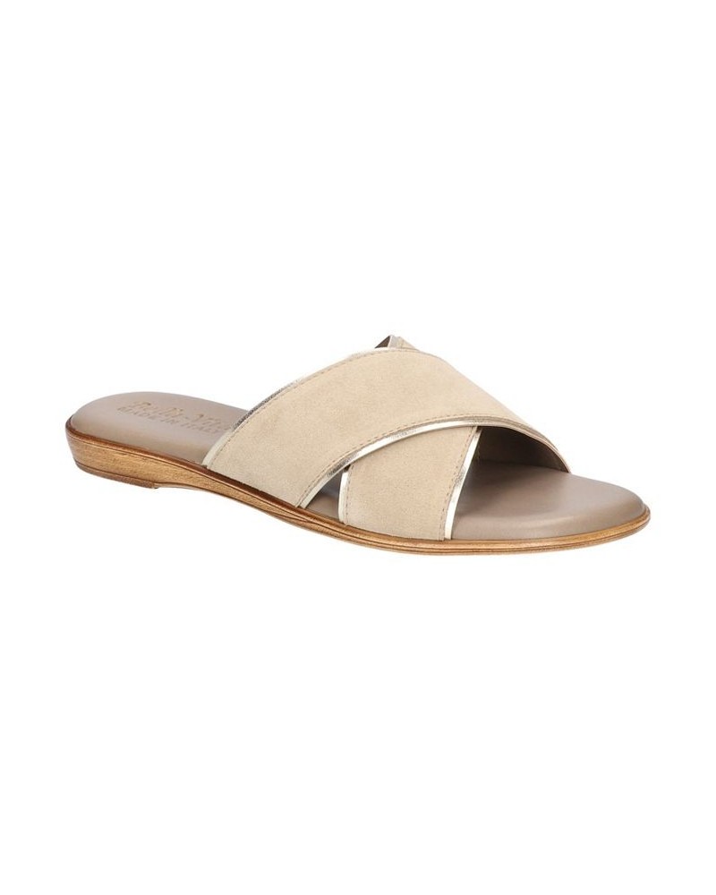 Women's Tab-Italy Slide Sandals Tan/Beige $42.00 Shoes