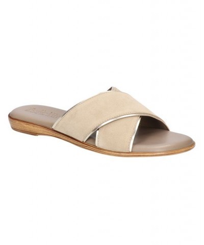 Women's Tab-Italy Slide Sandals Tan/Beige $42.00 Shoes