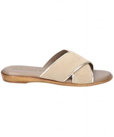 Women's Tab-Italy Slide Sandals Tan/Beige $42.00 Shoes