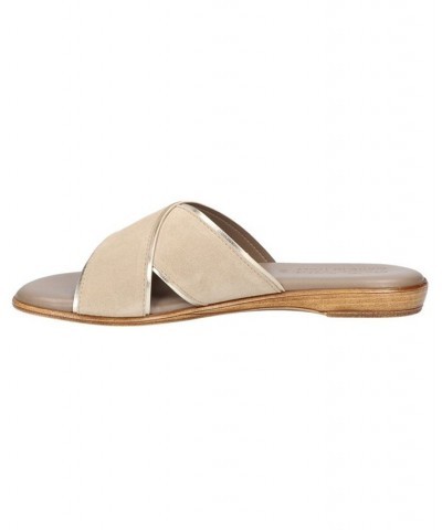 Women's Tab-Italy Slide Sandals Tan/Beige $42.00 Shoes