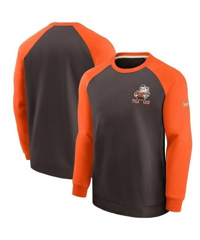 Men's Brown, Orange Cleveland Browns Brownie The Elf Historic Raglan Crew Performance Sweater $43.19 Sweaters