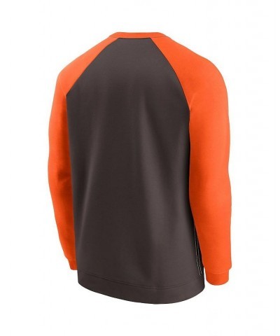 Men's Brown, Orange Cleveland Browns Brownie The Elf Historic Raglan Crew Performance Sweater $43.19 Sweaters