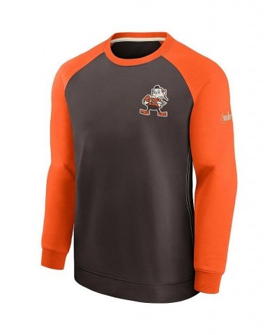 Men's Brown, Orange Cleveland Browns Brownie The Elf Historic Raglan Crew Performance Sweater $43.19 Sweaters