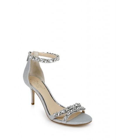 Caroline Embellished Ankle-Strap Evening Sandals Silver $47.96 Shoes