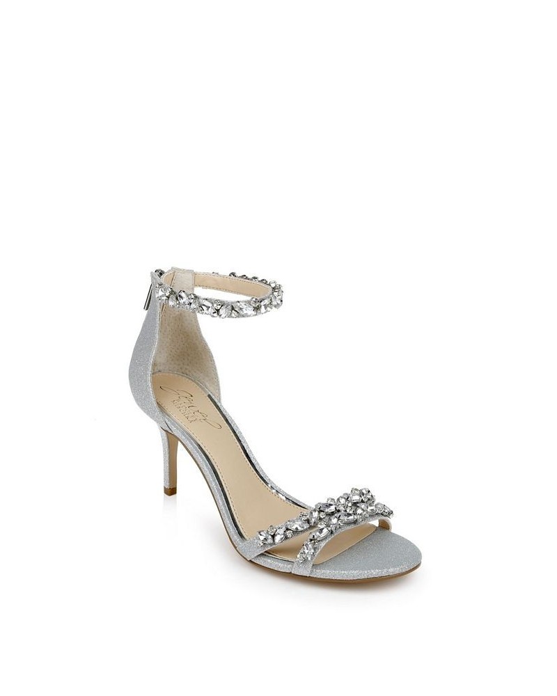 Caroline Embellished Ankle-Strap Evening Sandals Silver $47.96 Shoes