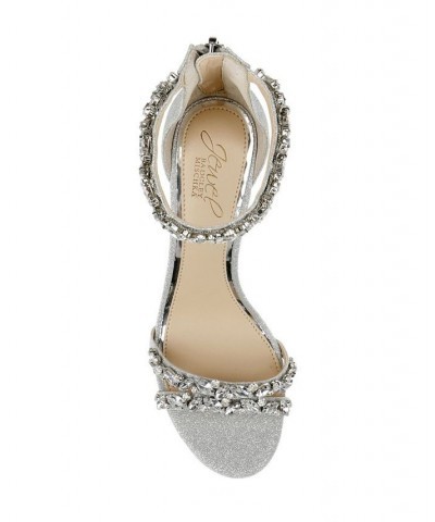 Caroline Embellished Ankle-Strap Evening Sandals Silver $47.96 Shoes