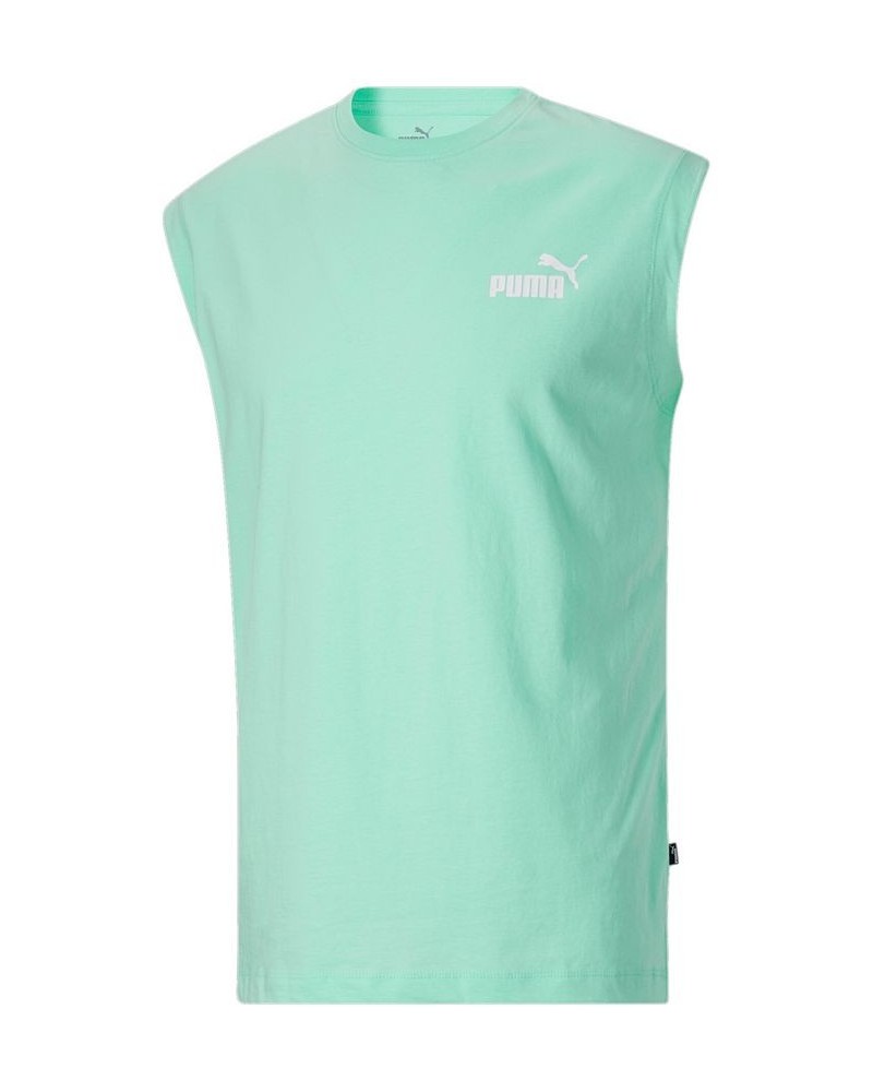 Men's Ess Logo Graphic Sleeveless T-Shirt Green $18.20 T-Shirts