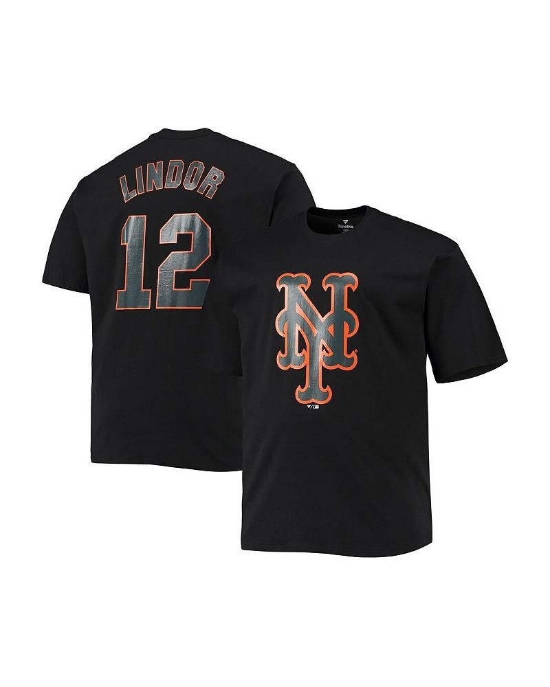 Men's Branded Francisco Lindor Black New York Mets Big and Tall Logo T-shirt $29.49 T-Shirts