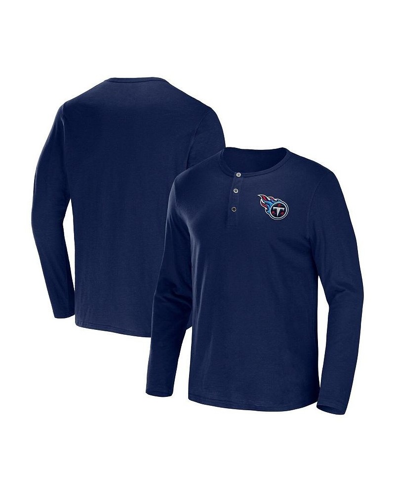 Men's NFL x Darius Rucker Collection by Navy Tennessee Titans Slub Jersey Henley Long Sleeve T-shirt $24.00 T-Shirts