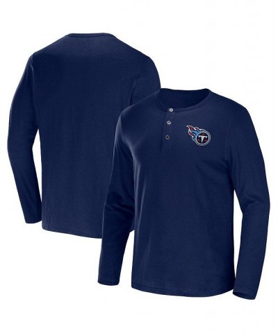 Men's NFL x Darius Rucker Collection by Navy Tennessee Titans Slub Jersey Henley Long Sleeve T-shirt $24.00 T-Shirts