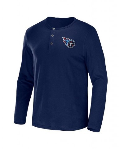 Men's NFL x Darius Rucker Collection by Navy Tennessee Titans Slub Jersey Henley Long Sleeve T-shirt $24.00 T-Shirts