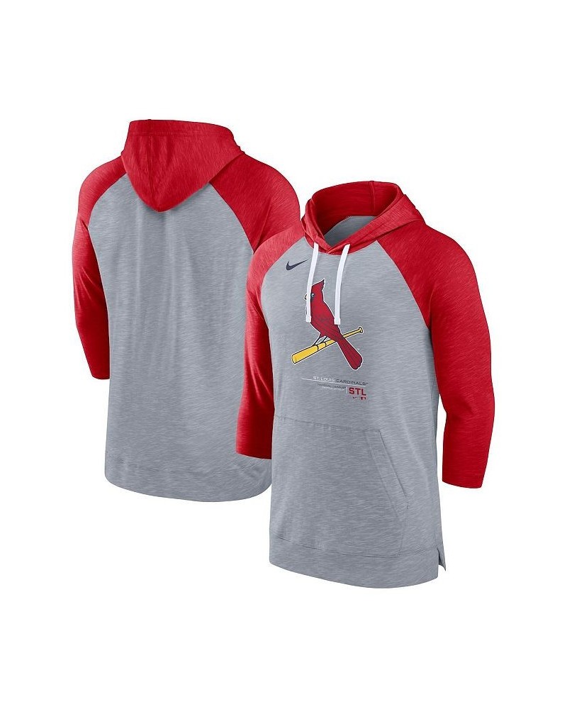 Men's Heather Gray, Heather Red St. Louis Cardinals Baseball Raglan 3/4 Sleeve Pullover Hoodie $38.99 Sweatshirt