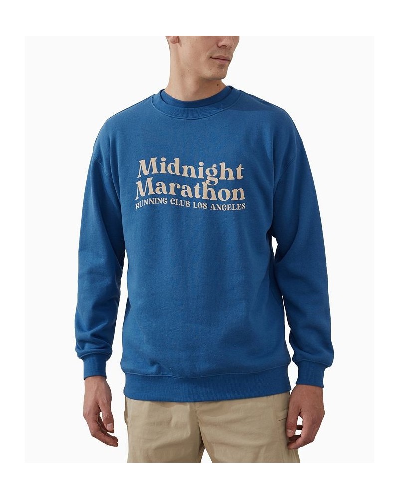 Men's Active Graphic Crew Fleece Sweatshirt Blue $24.75 Sweatshirt