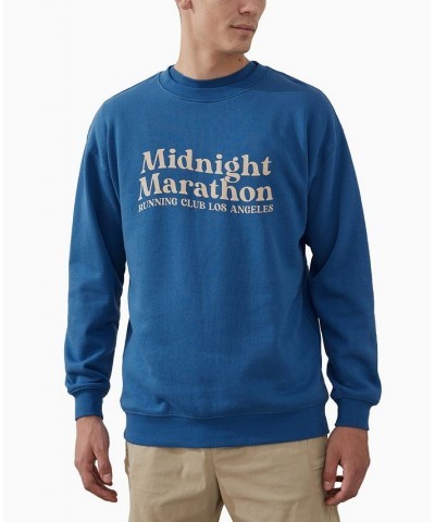 Men's Active Graphic Crew Fleece Sweatshirt Blue $24.75 Sweatshirt