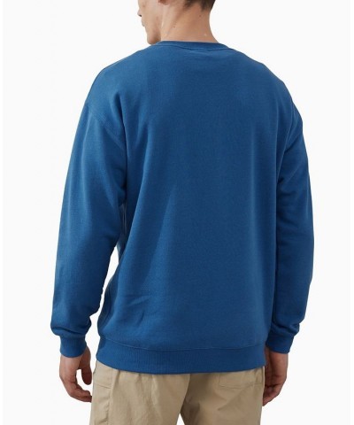 Men's Active Graphic Crew Fleece Sweatshirt Blue $24.75 Sweatshirt