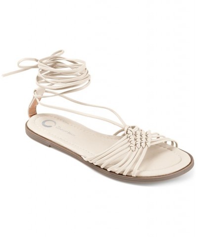 Women's Jess Tie-Up Sandals Ivory/Cream $36.80 Shoes