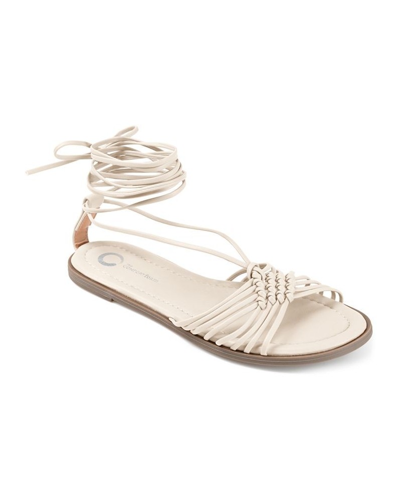 Women's Jess Tie-Up Sandals Ivory/Cream $36.80 Shoes