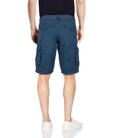 Men's Belted Double Pocket Cargo Shorts Majolica Blue $22.32 Shorts