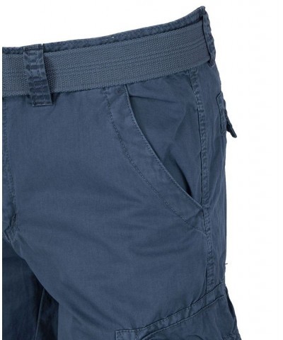 Men's Belted Double Pocket Cargo Shorts Majolica Blue $22.32 Shorts