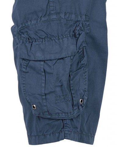 Men's Belted Double Pocket Cargo Shorts Majolica Blue $22.32 Shorts