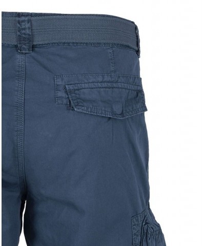 Men's Belted Double Pocket Cargo Shorts Majolica Blue $22.32 Shorts