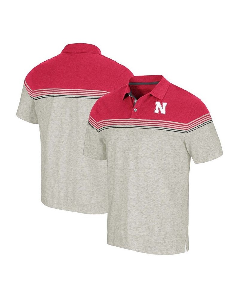 Men's Oatmeal, Scarlet Nebraska Huskers Hill Valley Polo Shirt $23.19 Polo Shirts