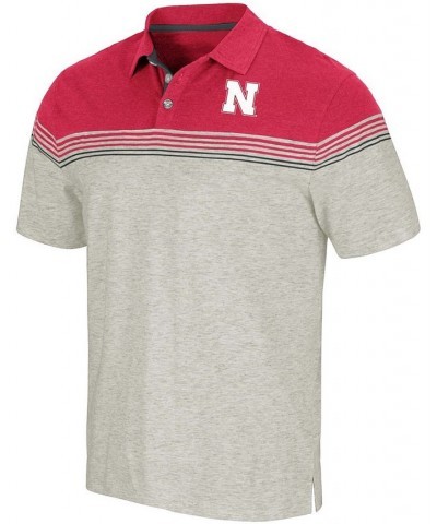 Men's Oatmeal, Scarlet Nebraska Huskers Hill Valley Polo Shirt $23.19 Polo Shirts