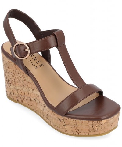 Women's Matildaa Platform Wedge Sandals Brown $53.90 Shoes