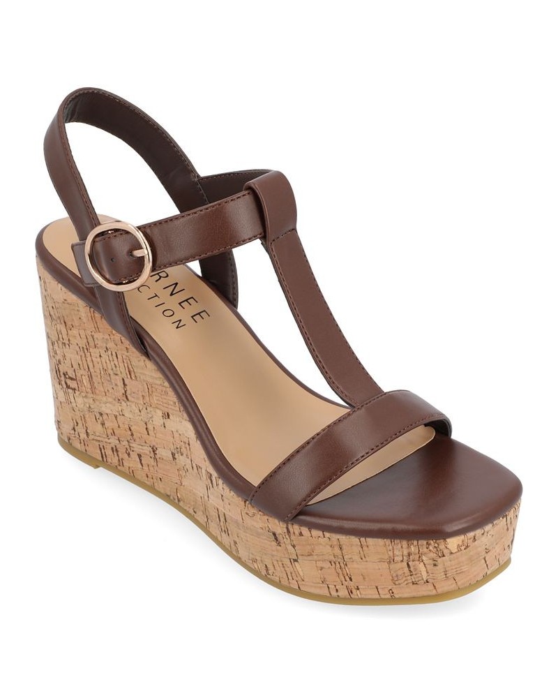 Women's Matildaa Platform Wedge Sandals Brown $53.90 Shoes