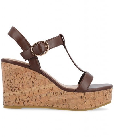 Women's Matildaa Platform Wedge Sandals Brown $53.90 Shoes