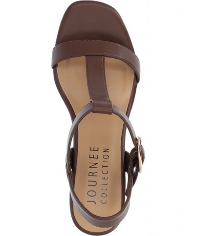 Women's Matildaa Platform Wedge Sandals Brown $53.90 Shoes