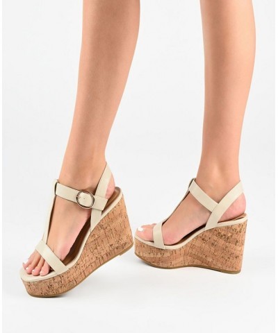 Women's Matildaa Platform Wedge Sandals Brown $53.90 Shoes