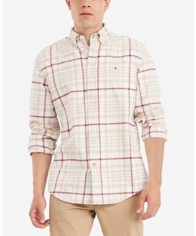 Men's Plaid Long Sleeve Classic-fit Shirt White $20.00 Shirts