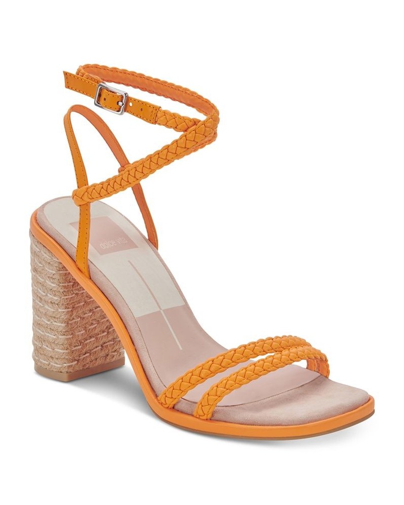 Women's Oro Strappy Braided Two Piece City Sandals Orange $54.60 Shoes