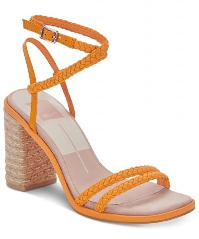 Women's Oro Strappy Braided Two Piece City Sandals Orange $54.60 Shoes