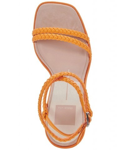 Women's Oro Strappy Braided Two Piece City Sandals Orange $54.60 Shoes