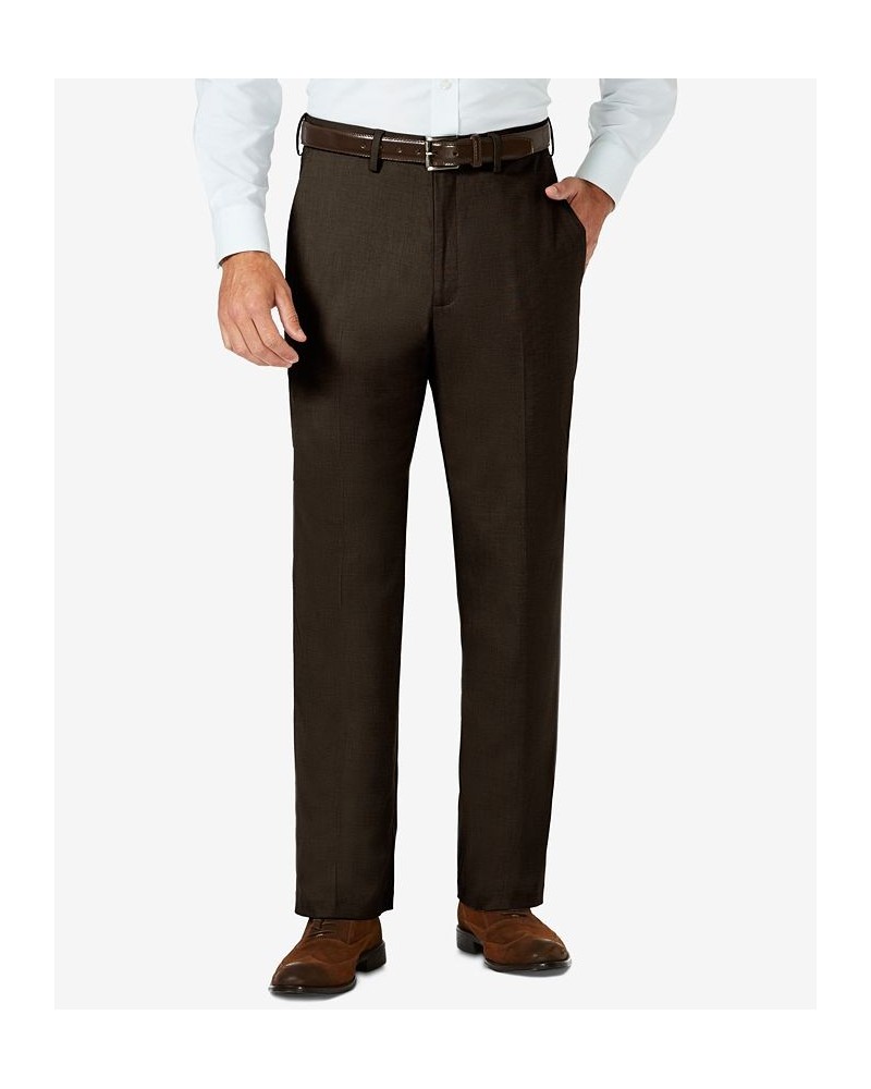 J.M. Sharkskin Classic-Fit Flat Front Hidden Expandable Waistband Dress Pants Brown $30.24 Pants