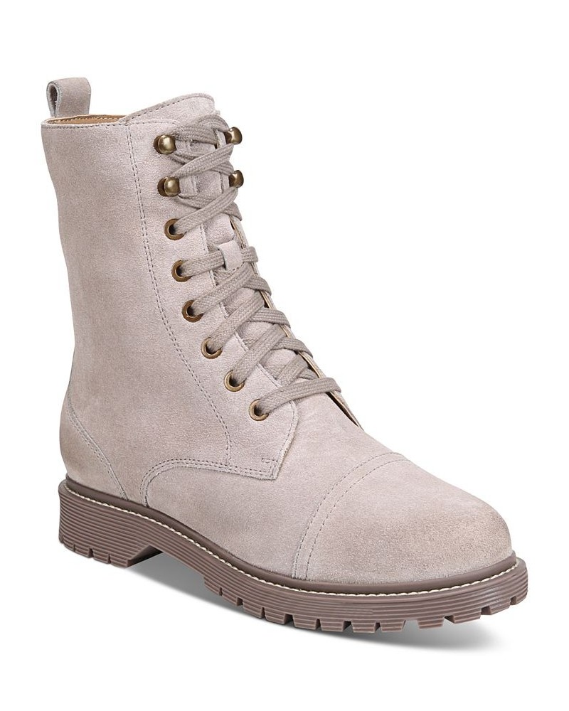 Women's Bruna Lace-Up Combat Boots Gray $50.88 Shoes